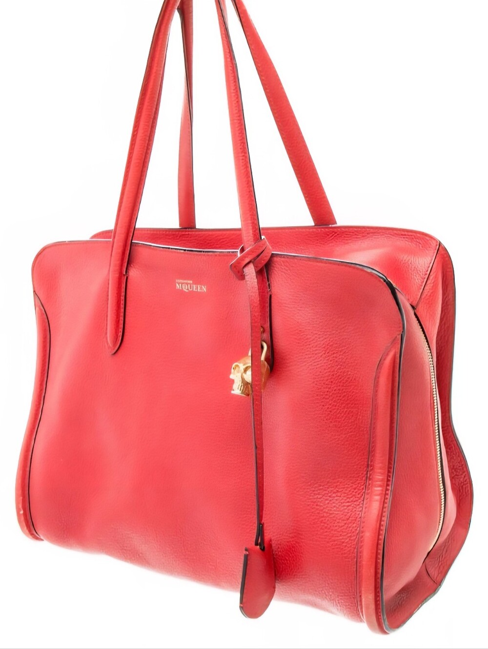 Alexander McQueen Large Skull Padlock Red Leather Satchel. excellent condition